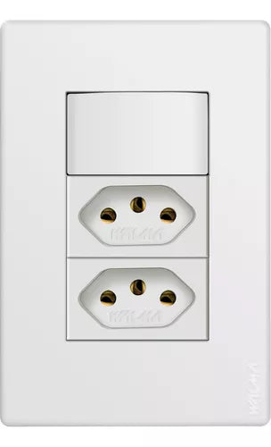 Conjunto Interruptor Simples 10a + 2 Tomadas 2p+t 10a Walma